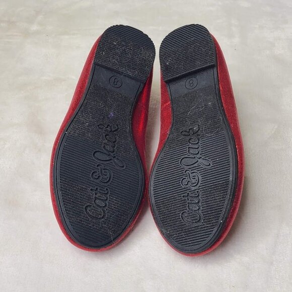 Cat & Jack Trinity Slip On Flats Girls Sz 6 Red Glitter Elastic Straps Zip Back - Picture 6 of 11